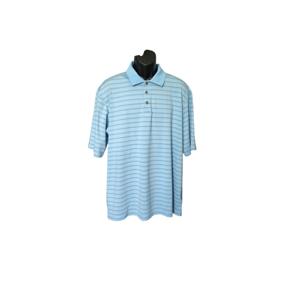 Pebble Beach Men’s Size XXL Blue Black Striped Performance Golf Polo